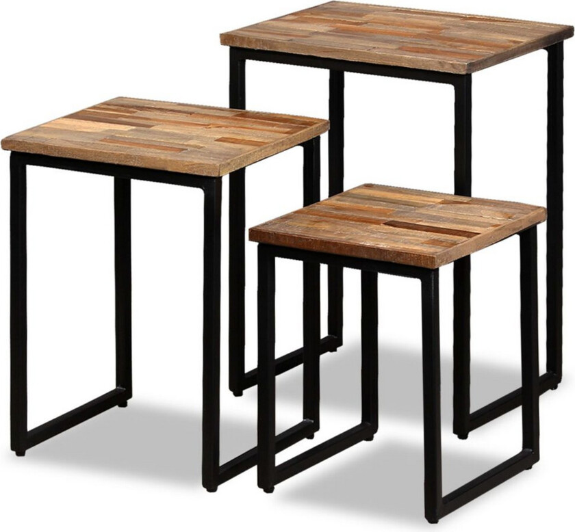 Settbord salongbord 3 deler heltre gjennvunnet teak