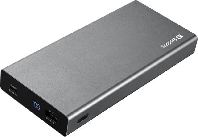 Nødlader Usb-c Pd 100 Watt 20 000 Mah Aluminium