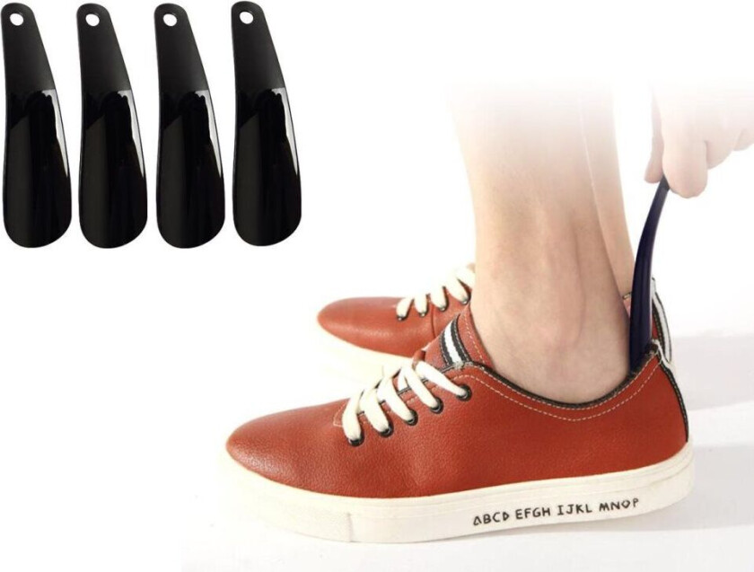 Profesjonell Skohorn i Svart - Fleksibel & Stabil 4-pakning