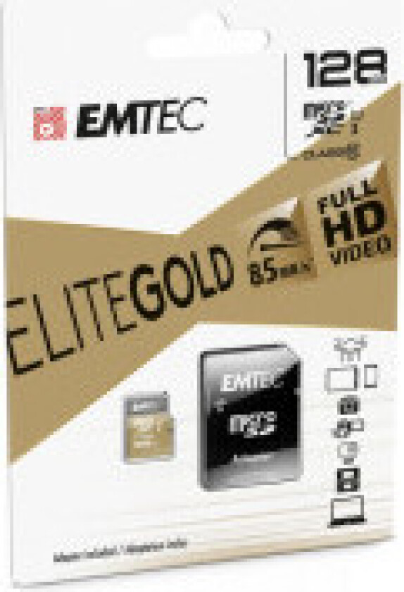 MicroSDXC 256GB EMTEC +Adapter CL10 EliteGold UHS-I 85MB/s Blister