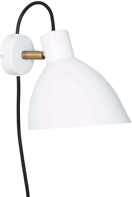 KH1 vegglampe hvit matt, ubehandlet messing