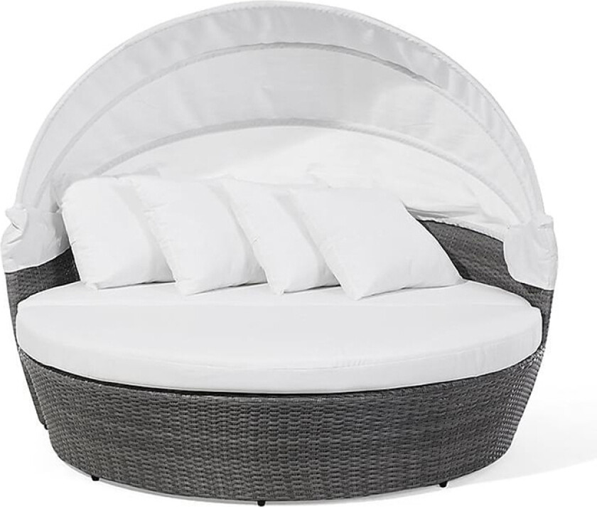 Hagedagseng i Hvit og Grå Kunstrotting med Puter Sofabord Værbestandig