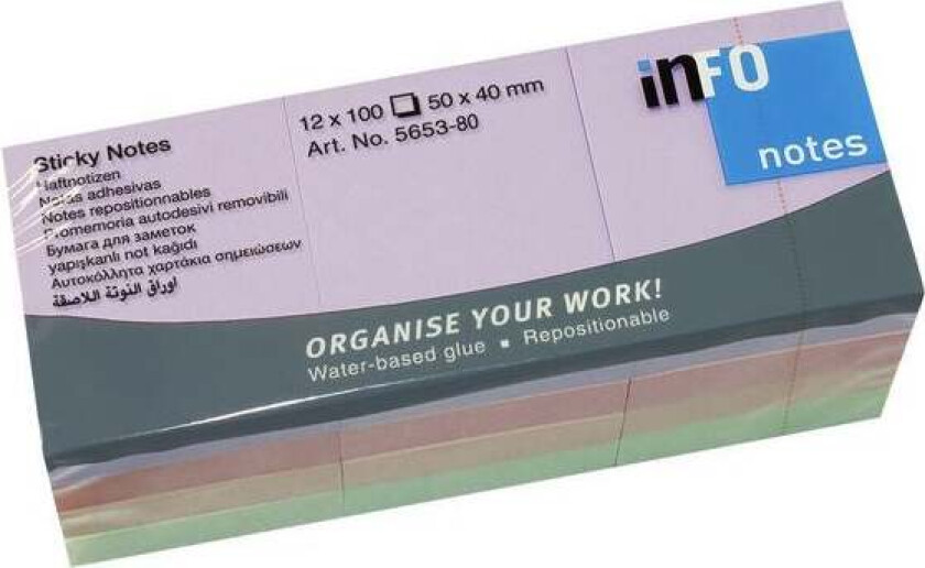 Notatblokk Info 50X40mm Pastell (12)