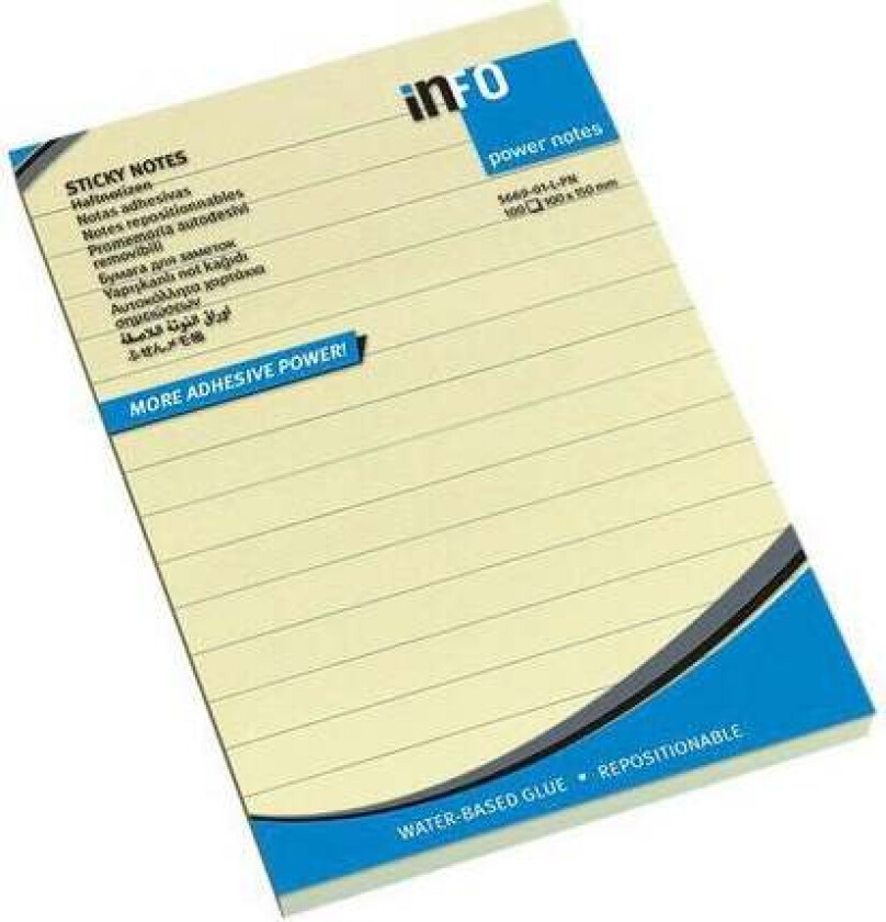 Notatblokk Info 100X150 Power Linj Gul