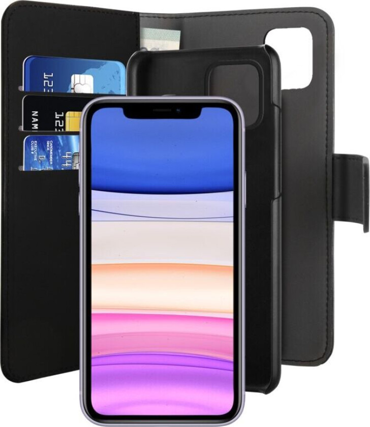 2-I-1 Magnetisk Lommebok-Deksel Iphone 11 Svart