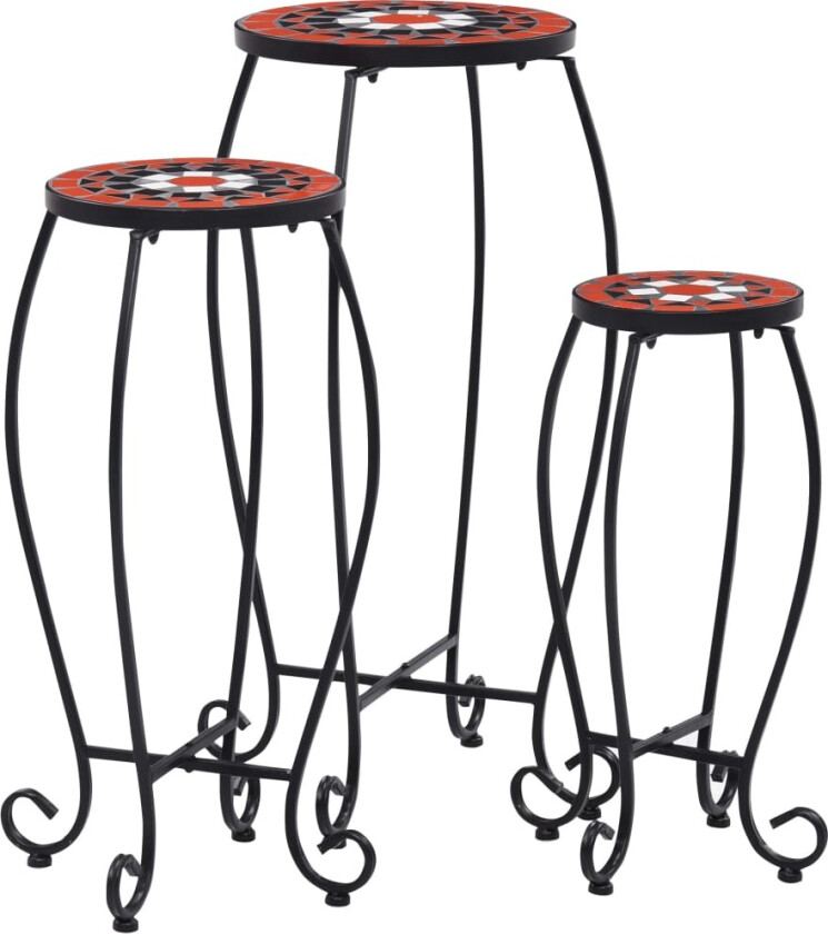 Mosaikkbord 3 stk terrakotta og hvit keramikk