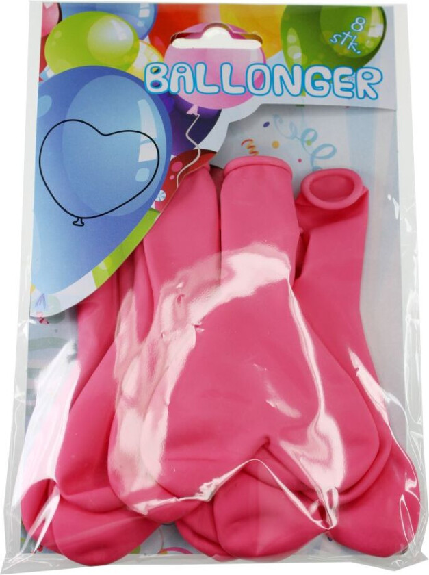 Ballonger hjerter 8pk rosa