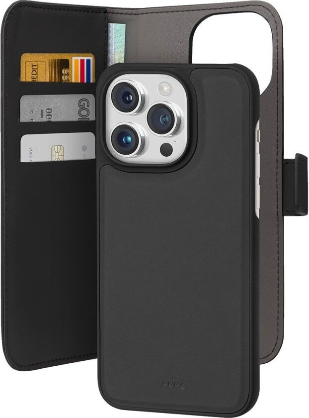 2-I-1 Magnetisk Lommebok-Deksel Iphone 15 Pro Max Svart