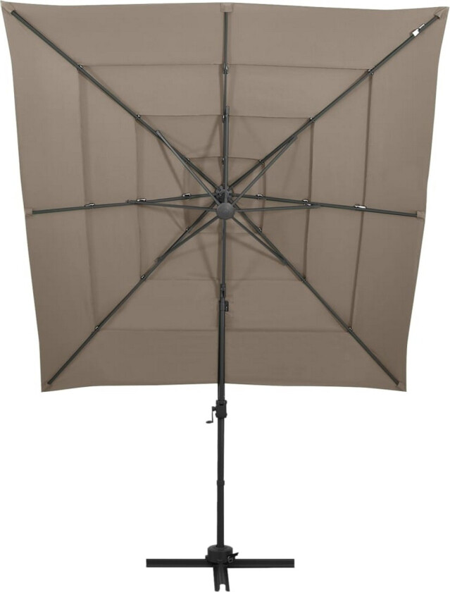 Parasoll med aluminiumsstang 4 nivåer 250x250 cm gråbrun