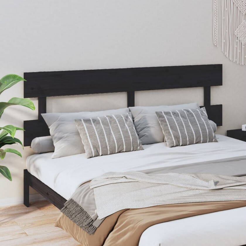 Sengegavl svart 184x3x81 cm heltre furu