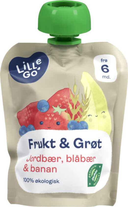 Frukt&Grøt Jordb/Blåb Økol 6mnd 90g
