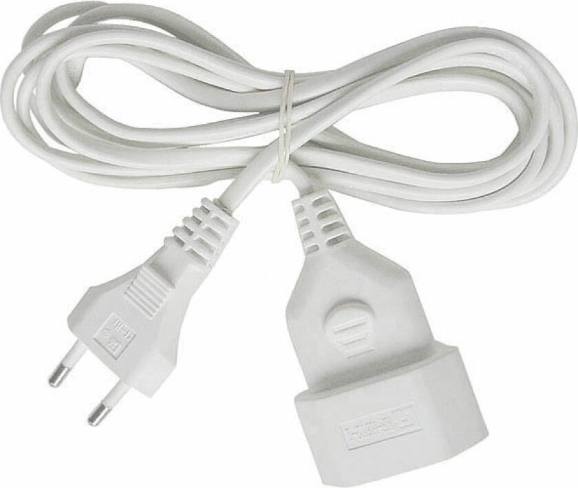 ojordad apparatkabel, CEE 7/16 - IEC 60906-1, 5m, vit