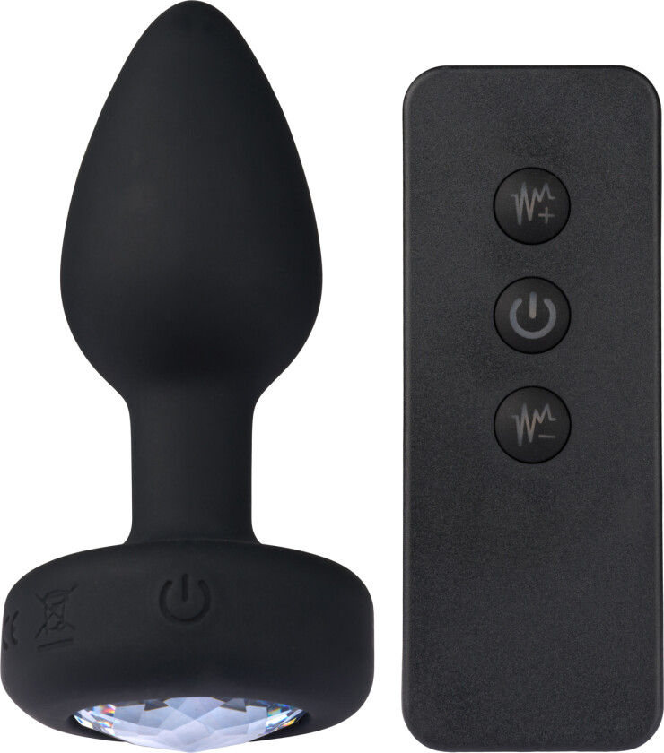 Small Vibrating Jewel Butt Plug    - Svart