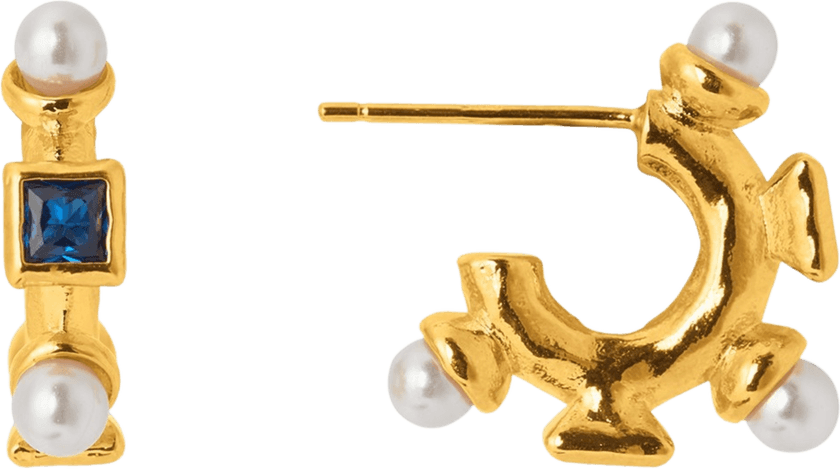 Jewellery Mixed Shape Stone & Pearl Hoop Earrings