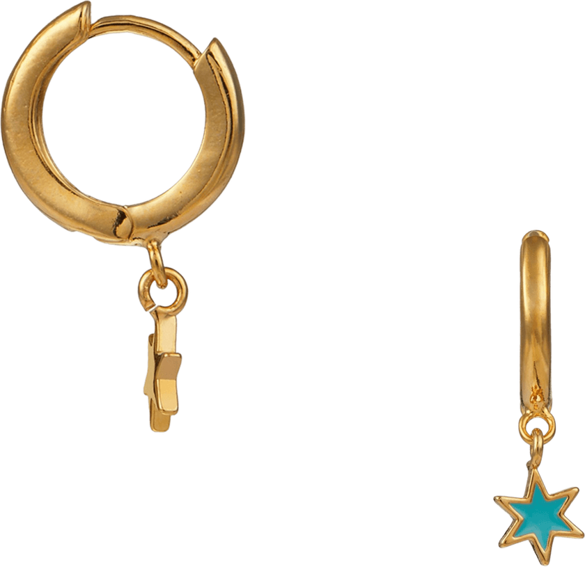 Jewellery Enamel Turquoise Star Drop Huggie Hoops