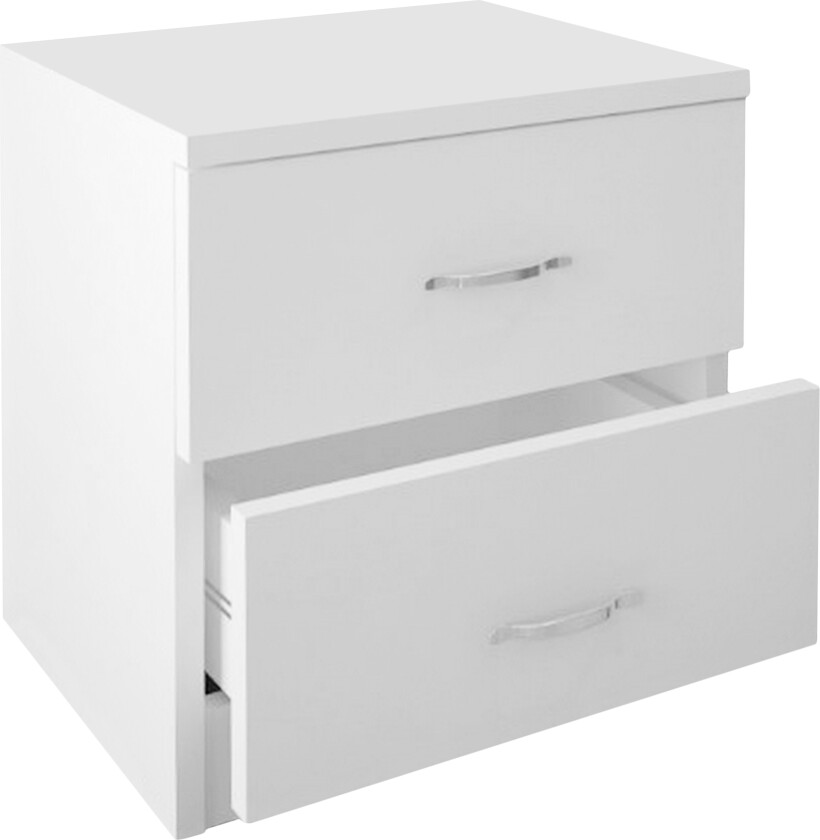 Decorotika Nattbord 40 cm med Oppbevaring 2 Skuffer - Hvit