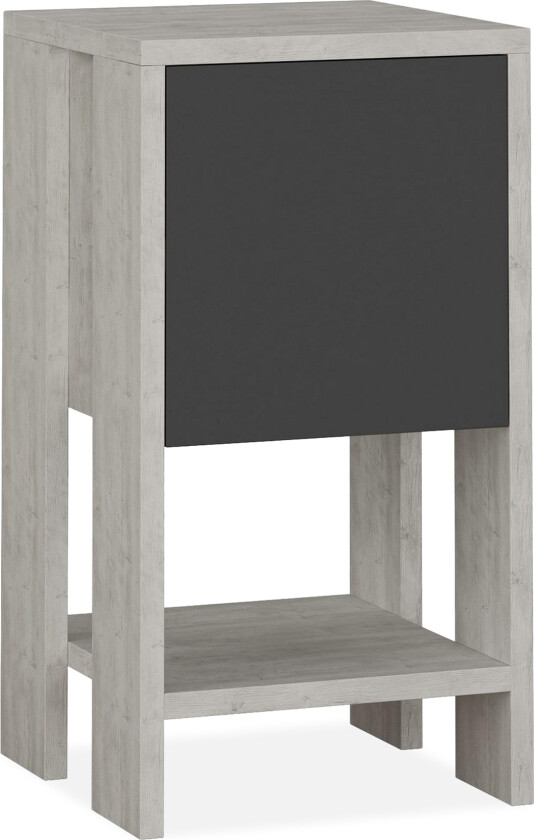 Homitis Nattbord 30 cm med Oppbevaring Hylle + Lucka - Hvit/Tre