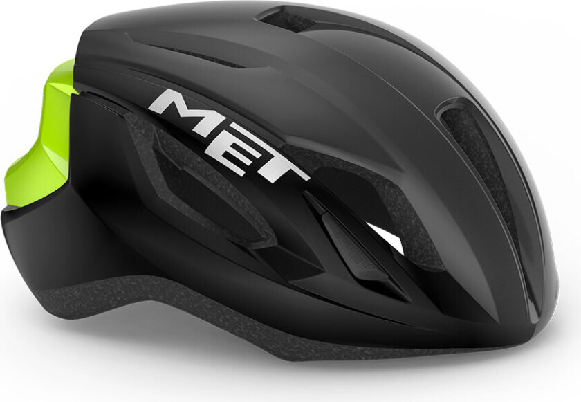 Met Strale svart/gul aerodynamisk hjelm