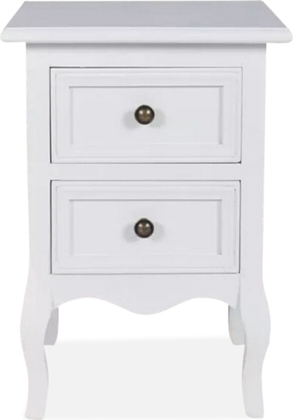 Nattbord med 2 skuffer MDF hvit - Hvit