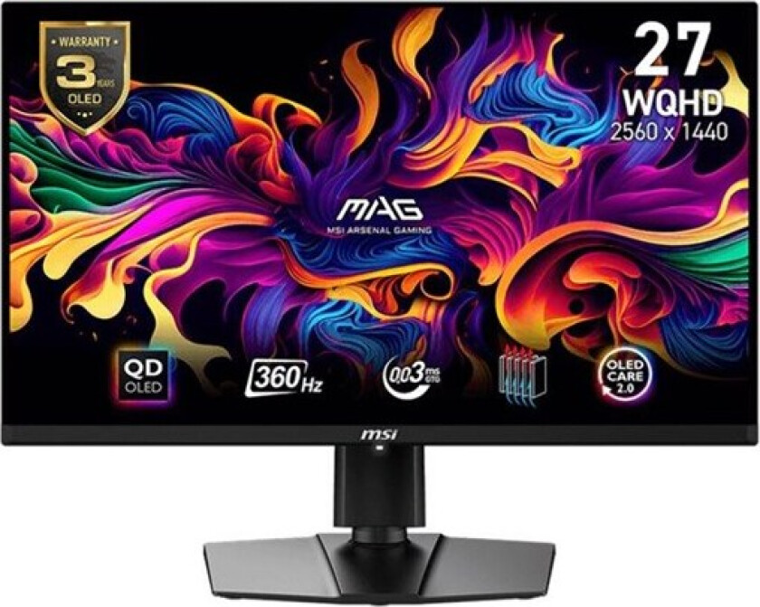 26.5" MSI MAG 271QPX QD-OLED - OLED monitor - 26.5" - HDR - 0.03 ms - Skjerm
