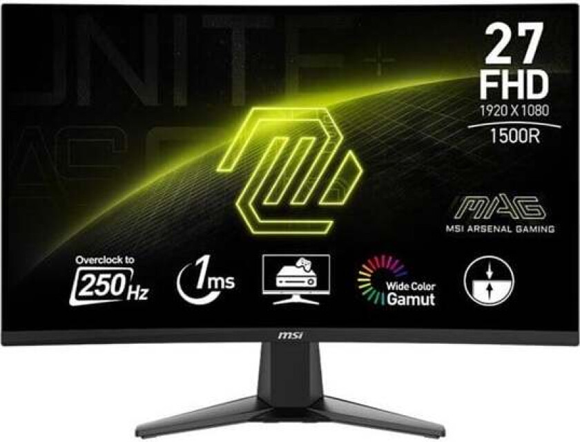 27" MSI MAG 27C6X - LED monitor - curved - Full HD (1080p) - 27" - HDR - 1 ms - Skjerm