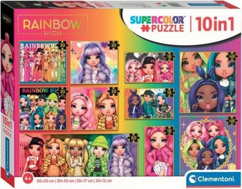 Jigsaw Puzzle Super Color 10in1 Rainbow High Gulv