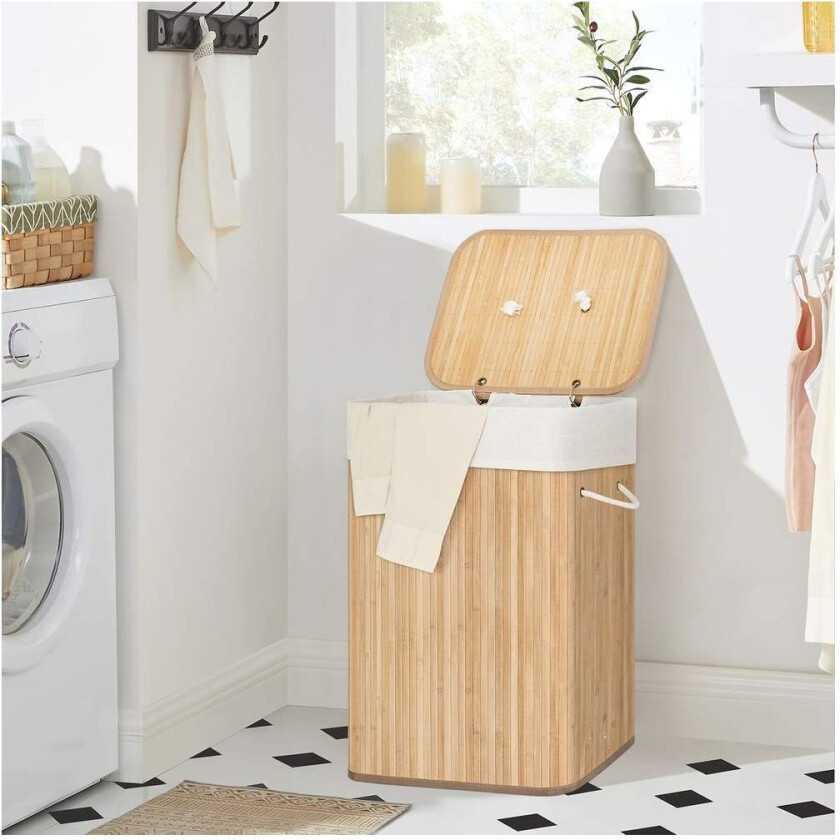 Stor skittentøyskurv med lokk og håndtak - 72 liter