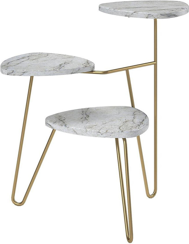 AtHena Sidebord 55 cm Marmorlook/Hvit/Messing - Novogratz