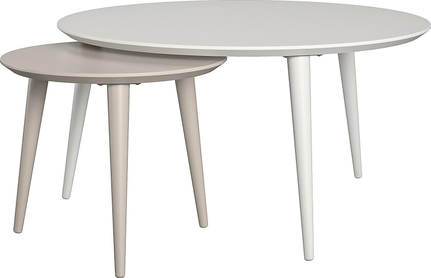 Carnegie Settbord 90 cm Ovalt 2 Bord Hvit/Taupe - CosmoLiving