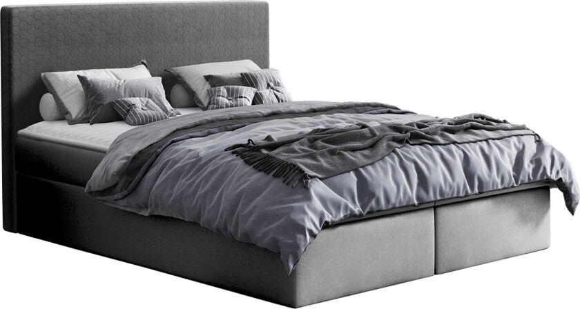 Laargard Kontinentalseng med Oppbevaring 200x200 - Grå