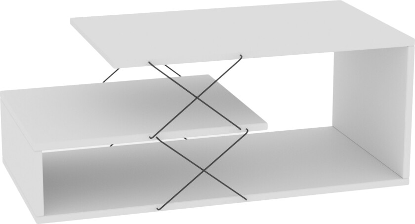 Moengo Sofabord 100 cm med Oppbevaringshylle - Hvit/Svart