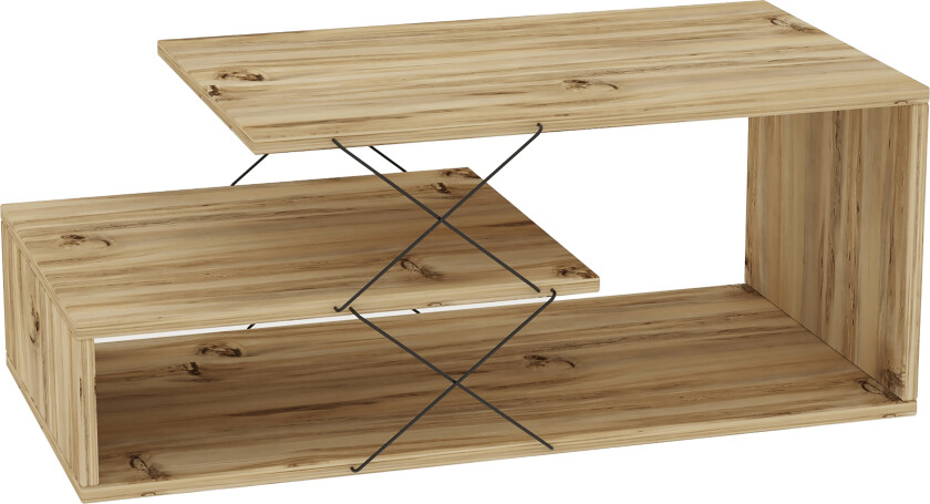 Moengo Sofabord 100 cm med Oppbevaringshylle - Natur/Brun/Svart