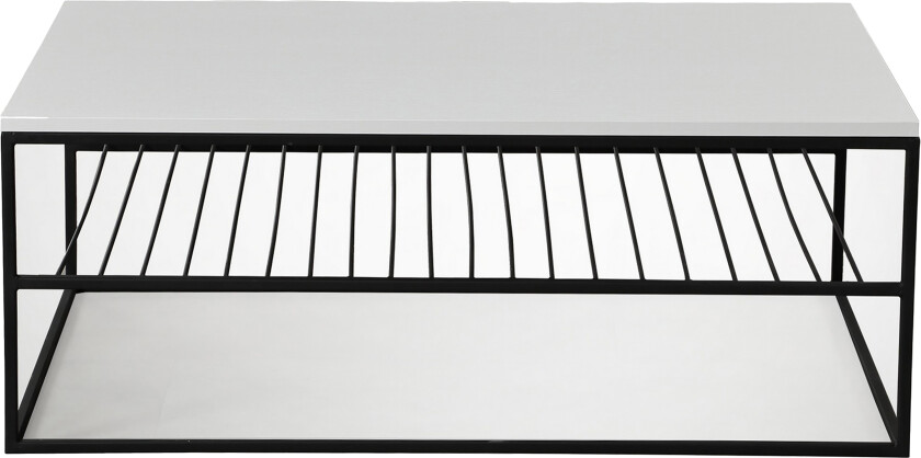 Falan Sofabord 95 cm med Oppbevaringshyller Ribbor - Hvit/Svart