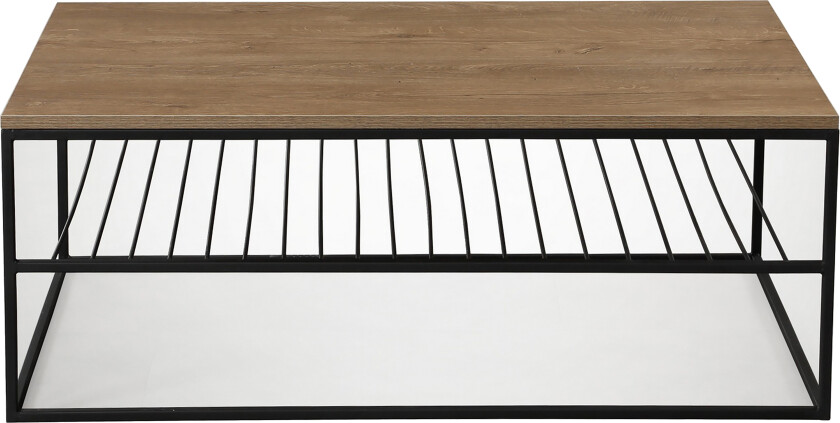 Falan Sofabord 95 cm med Hyller Ribber - Brun/Eik