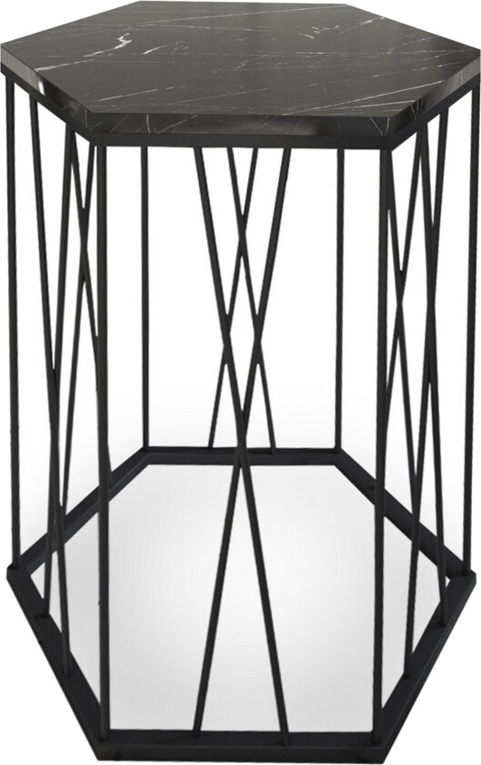 Falan Sidebord 40 cm Sekskant Marmormønster - Svart