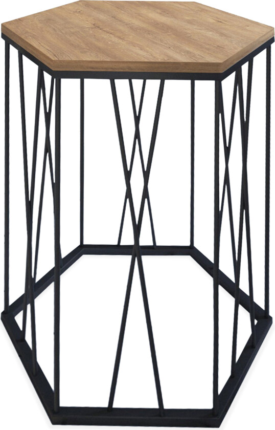 Falan Sidebord 40 cm Sekskant - Lysebrun/Svart