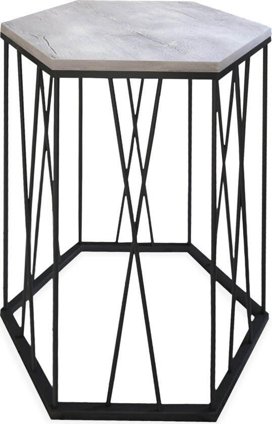 Falan Sidebord 40 cm Sekskant - Hvit/Svart