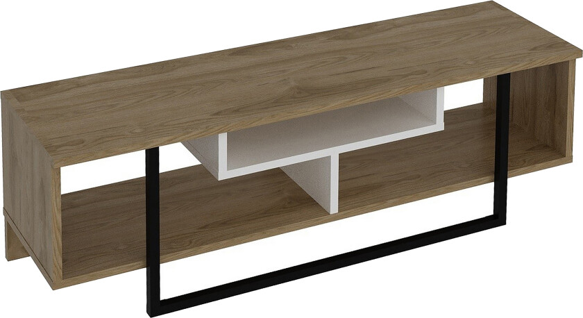 Sholly TV-benk 119 cm - Hvit/Svart/Eik