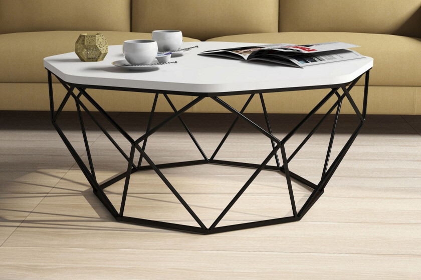 Callear Sofabord 90 cm Kantigt - Hvit/Svart