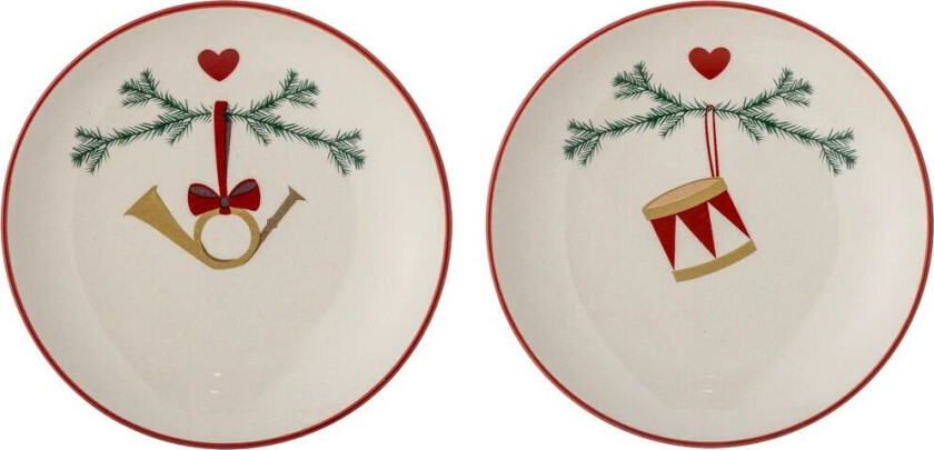 Yule tallerken Ø16 cm 2-pk Hvit