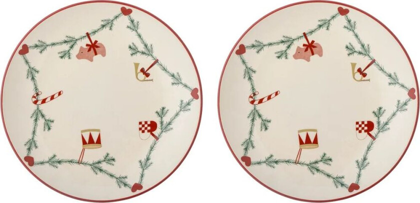 Yule tallerken Ø25,5 cm 2-pk Hvit