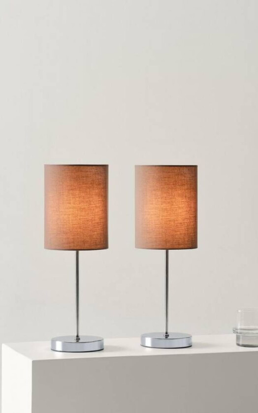 bordlampe 2-pk Krom/brun