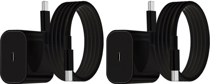2-Pak - Lader for Samsung Adapter+Kabel 25W USB-C Hurtiglader