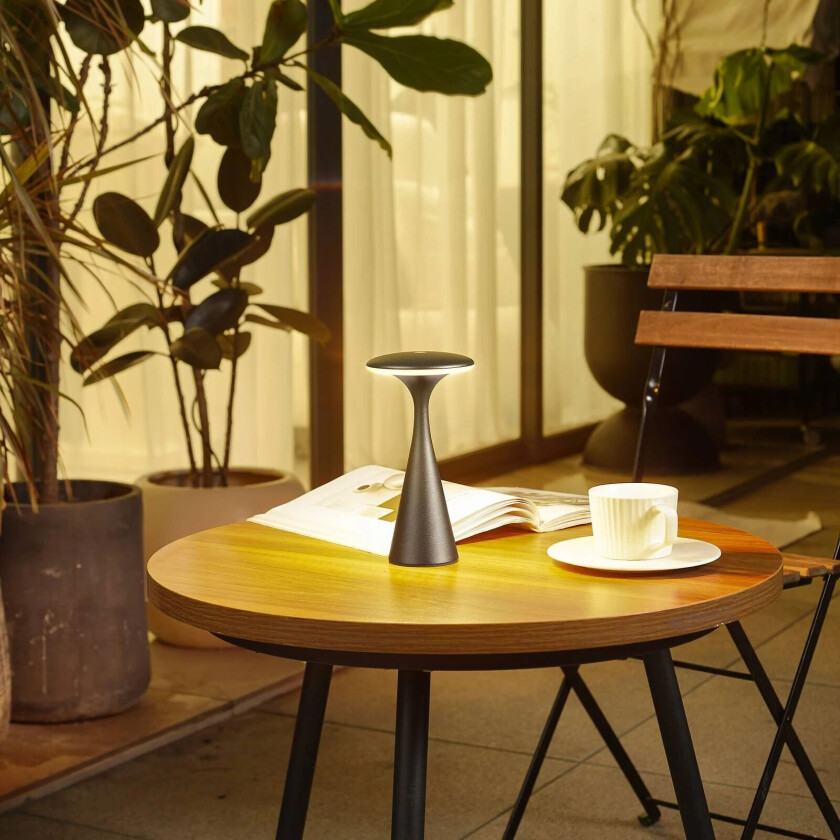 oppladbar LED-bordlampe Evelen, svart, IP54, CCT