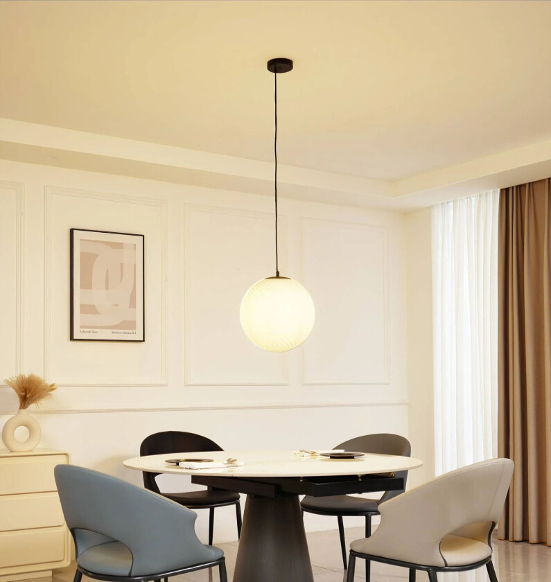 pendellampe Kestralia, hvit, glass, Ø 36,8 cm, E27