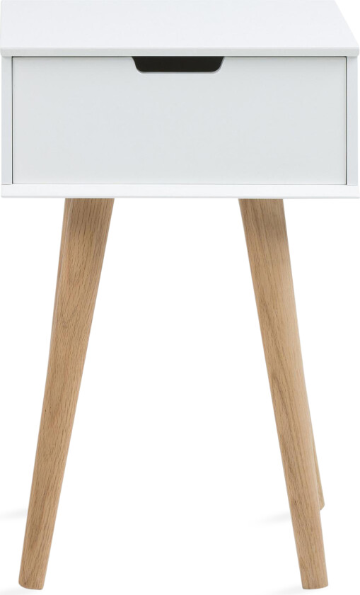 Gillian Nattbord 40 cm med Oppbevaring Skuff - Hvit/Eik/Brun