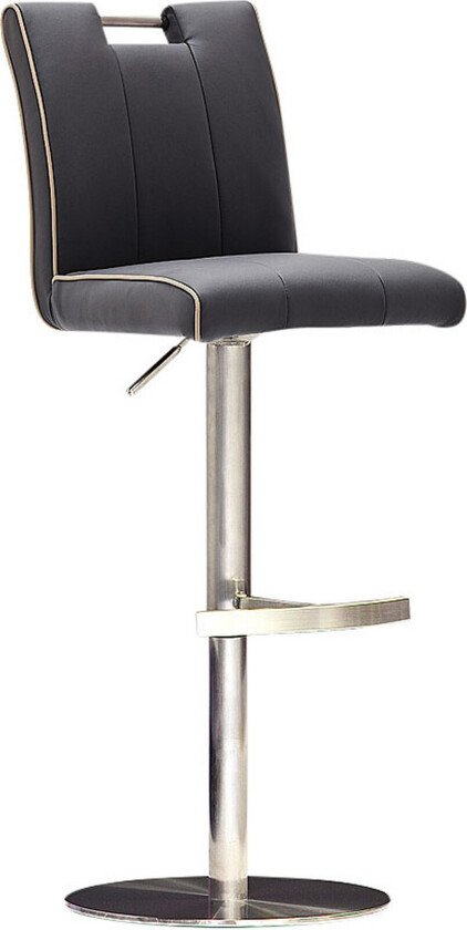 Navajo Barstol Rund Fot Lær - Svart/Stål