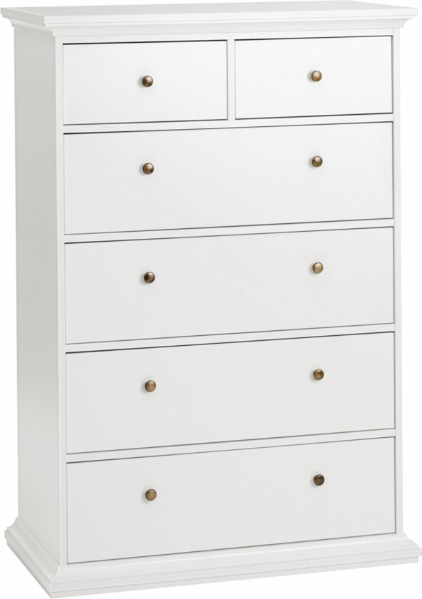 Paris Kommode 140 cm Høy - Hvit