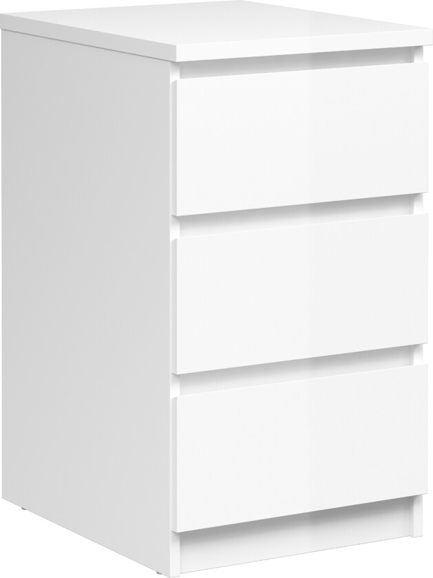 Naia Kommode 40 cm 3 Skuffer - Hvit/Høyglans