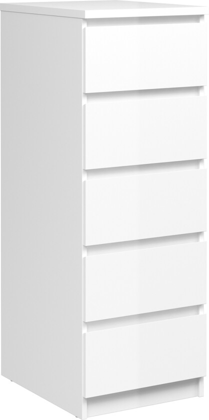 Naia Kommode 40 cm 5 Skuffer - Hvit/Høyglans